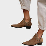 Estrella - Botines de Ante con Forma Puntiaguda