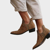 Estrella - Botines de Ante con Forma Puntiaguda