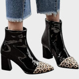Diva - Botas de Charol con Estampado de Leopardo