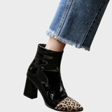 Diva - Botas de Charol con Estampado de Leopardo