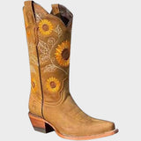Sun - Botas Vaqueras de Ante con Flores