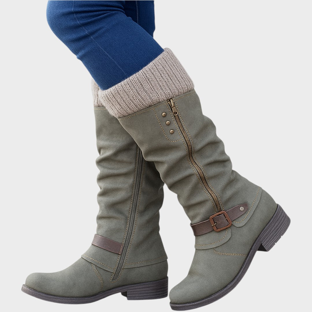 Gloria - Bota de Caña Alta con Detalle de Malla Trenzada