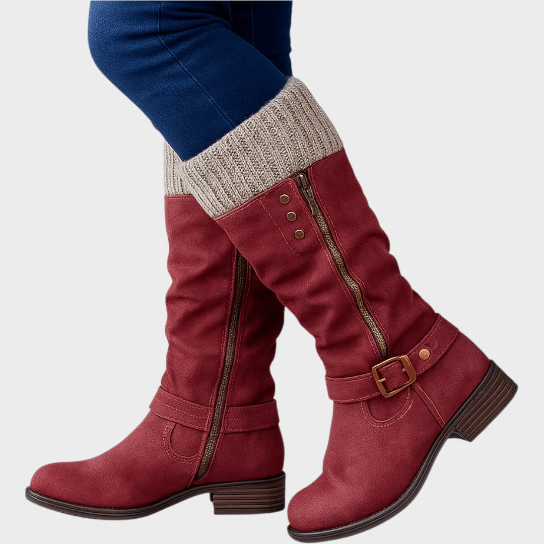 Gloria - Bota de Caña Alta con Detalle de Malla Trenzada