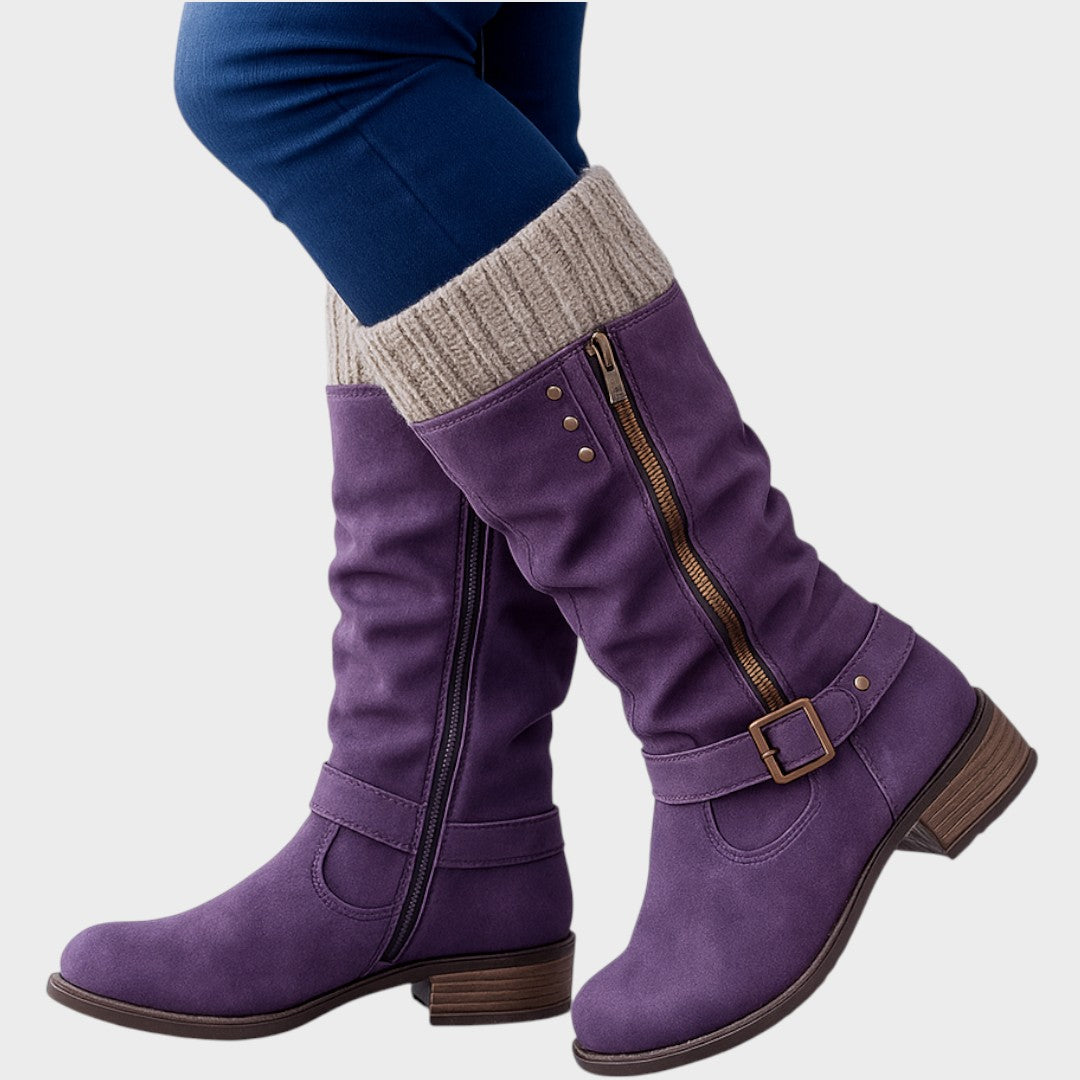 Gloria - Bota de Caña Alta con Detalle de Malla Trenzada