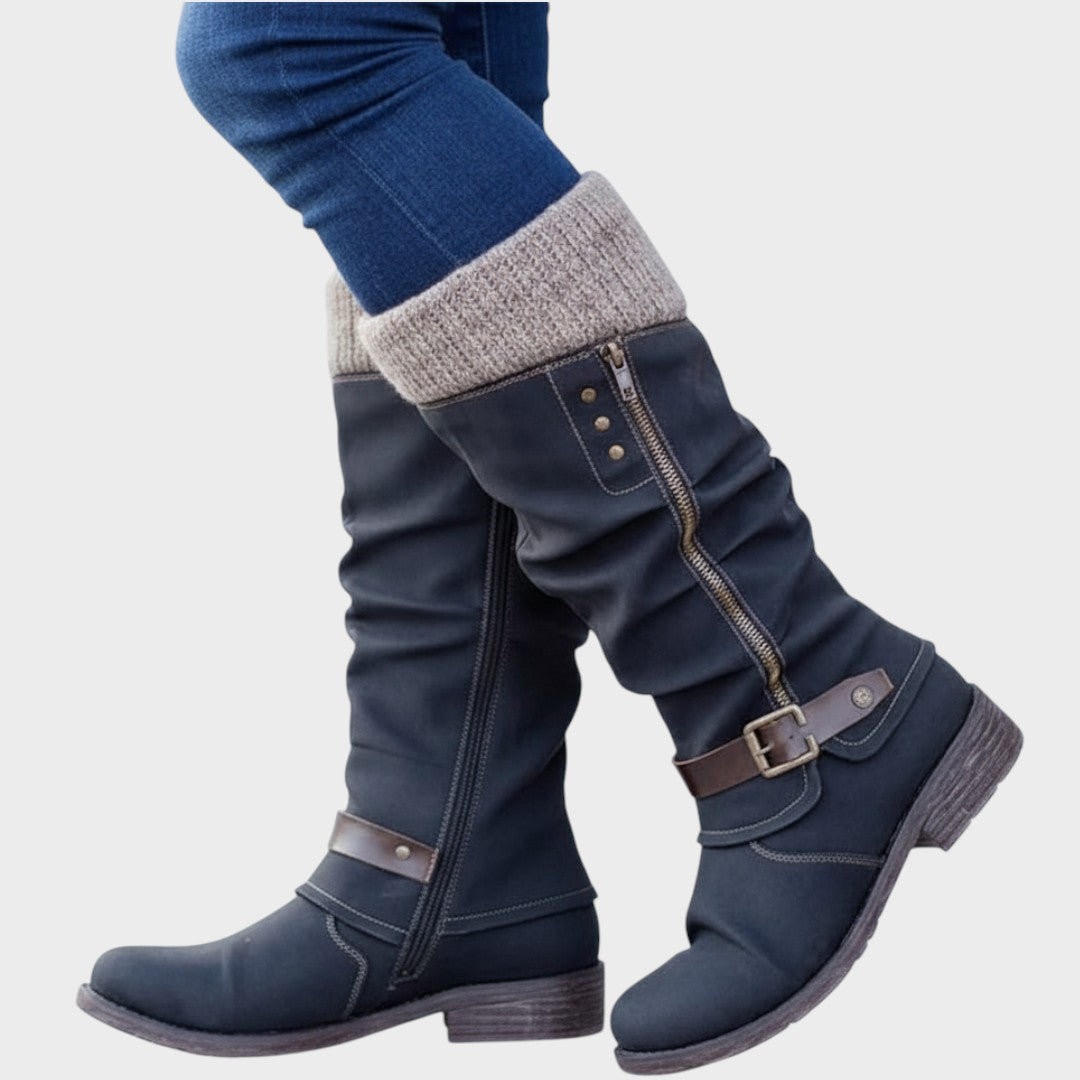 Gloria - Bota de Caña Alta con Detalle de Malla Trenzada