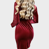 Brisa -  Vestido de Fiesta con Brillos y Efecto Draped