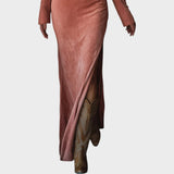 Soli - Vestido Largo de Ante con Bordado de Flecos