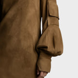 Mimi - Vestido Corto de Ante con Cuello Alto