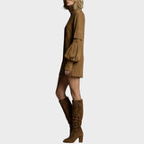 Mimi - Vestido Corto de Ante con Cuello Alto