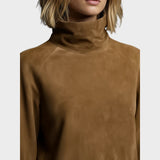 Mimi - Vestido Corto de Ante con Cuello Alto