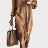 Constança - Vestido Midi Holgado de Pana