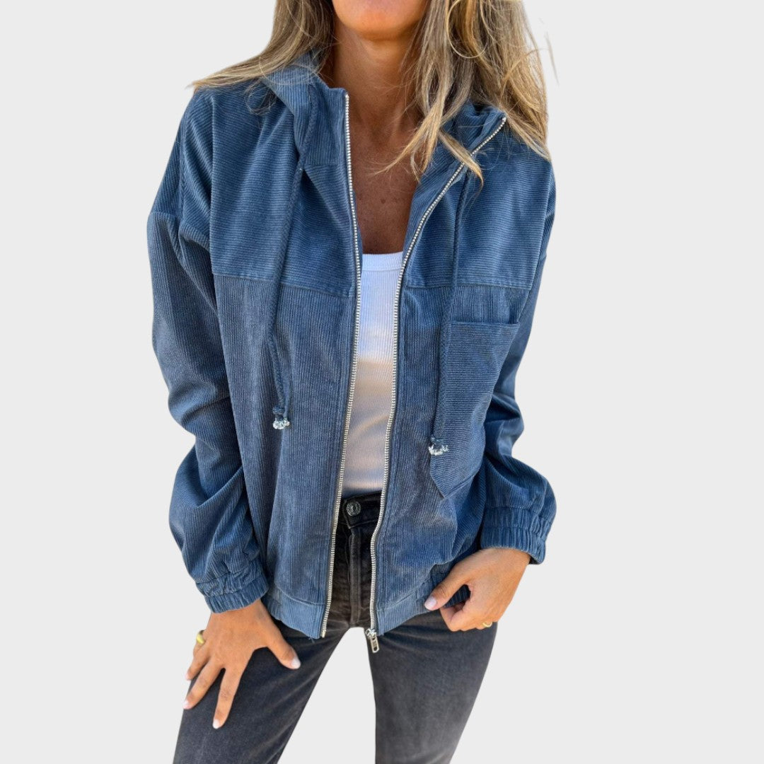 Ella Chaqueta de Pana con Capucha