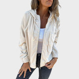 Ella Chaqueta de Pana con Capucha