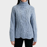 Celeste Jersy de Punto Trenzado