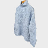 Celeste Jersy de Punto Trenzado