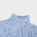 Celeste Jersy de Punto Trenzado
