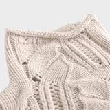 Celeste Jersy de Punto Trenzado