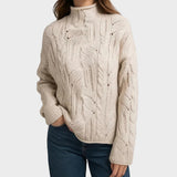 Celeste Jersy de Punto Trenzado