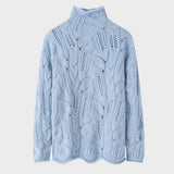 Celeste Jersy de Punto Trenzado