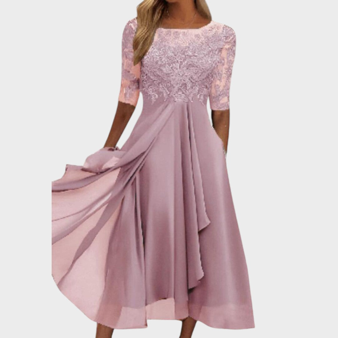 Gabhi Vestido Midi Con Detalles De Encaje