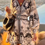 Vestido Mini Suelto de Playa con Estampado de Moda