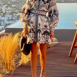 Vestido Mini Suelto de Playa con Estampado de Moda