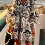 Vestido Mini Suelto de Playa con Estampado de Moda