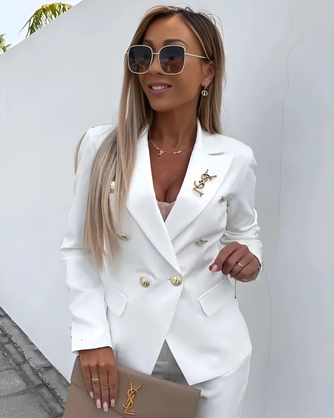 Traje Doble Abotonado para Mujeres – Blazer a Medida y Pantalones Elegantes