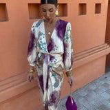 AINE - VESTIDO KIMONO ELEGANTE CON ESCOTE EN V