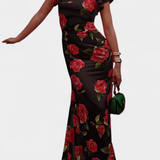 Mayra Vestido Qipao con Estampado de Rosas Elegante