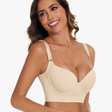 Yack Saint® Sujetador de cobertura total – Espalda lisa y máxima sujeción en color beige