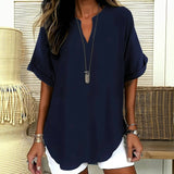 Evelyn™ - BLUSA SÓLIDA ELEGANTE CON ESTILO SOFISTICADO
