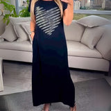 ENILA - Vestido Casual Con Corazón Plateado