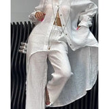 Conjunto de Top y Pantalones de Manga Larga con Dobladillo Irregular
