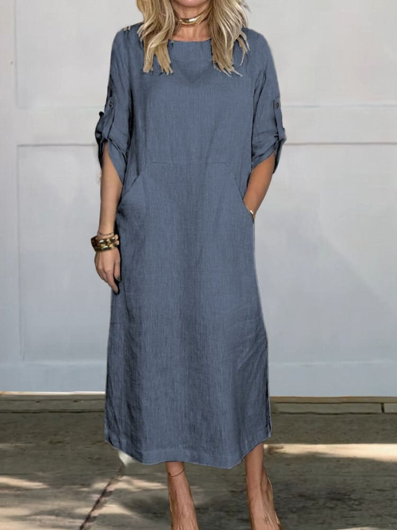 Mia™ - Vestido de Lino Sencillo y Cómodo con Bolsillos