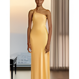 Vestido Sin Mangas de Niñas con Espalda Descubierta y Cuello Diagonal