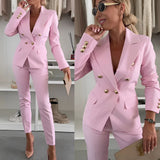 Traje Doble Abotonado para Mujeres – Blazer a Medida y Pantalones Elegantes