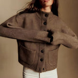 Chaqueta de Mohair con Cuello Teddy - Taupe Oscuro