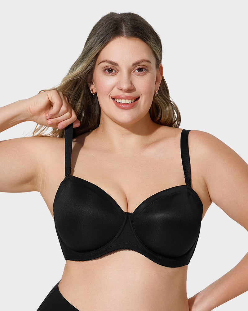 Sujetador push-up cómodo sin relleno con tirantes desmontables