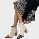 Diva - Botas de Charol con Estampado de Leopardo