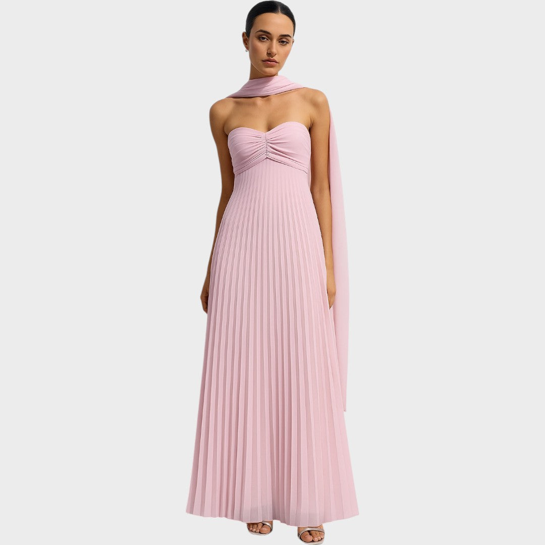 Rosalía Vestido Plisado Sin Tirantes