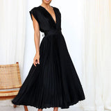Adele | Vestido Maxi con Escote en V y Pliegues