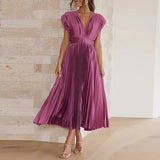 Adele | Vestido Maxi con Escote en V y Pliegues