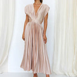 Adele | Vestido Maxi con Escote en V y Pliegues