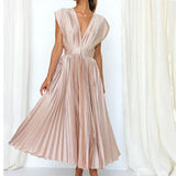 Adele | Vestido Maxi con Escote en V y Pliegues