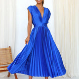 Adele | Vestido Maxi con Escote en V y Pliegues