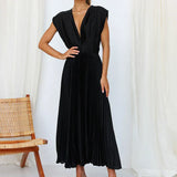Adele | Vestido Maxi con Escote en V y Pliegues
