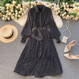 Vestido Plisado de Chifón con Lunares