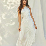 Sylviana - Vestido Midi Plisado de Un Hombro