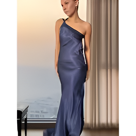 Vestido Sin Mangas de Niñas con Espalda Descubierta y Cuello Diagonal